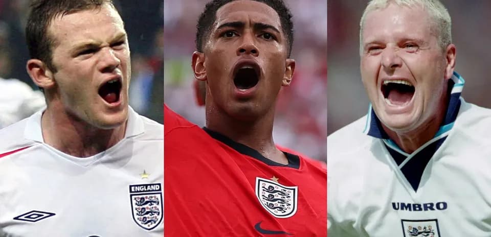 Tres jugadores de Inglaterra celebrando en diferentes momentos