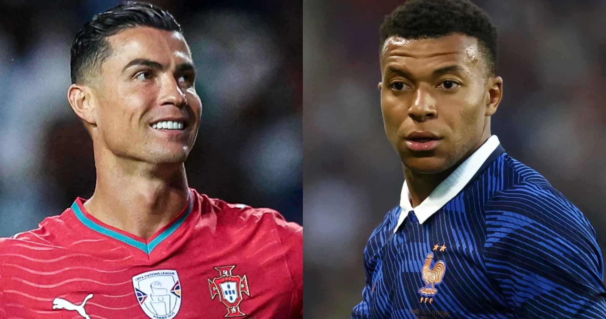 Cristiano Ronaldo y Kylian Mbappé en retratos