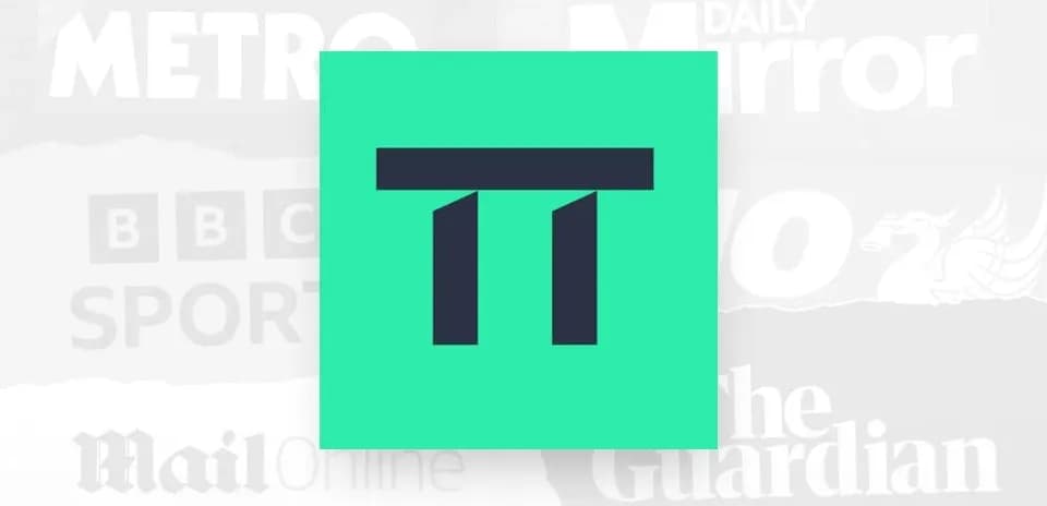 Logotipo sobre fondo verde con texto de medios