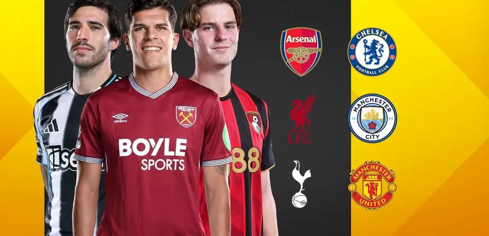 Jugadores de fútbol con camisetas de diferentes equipos