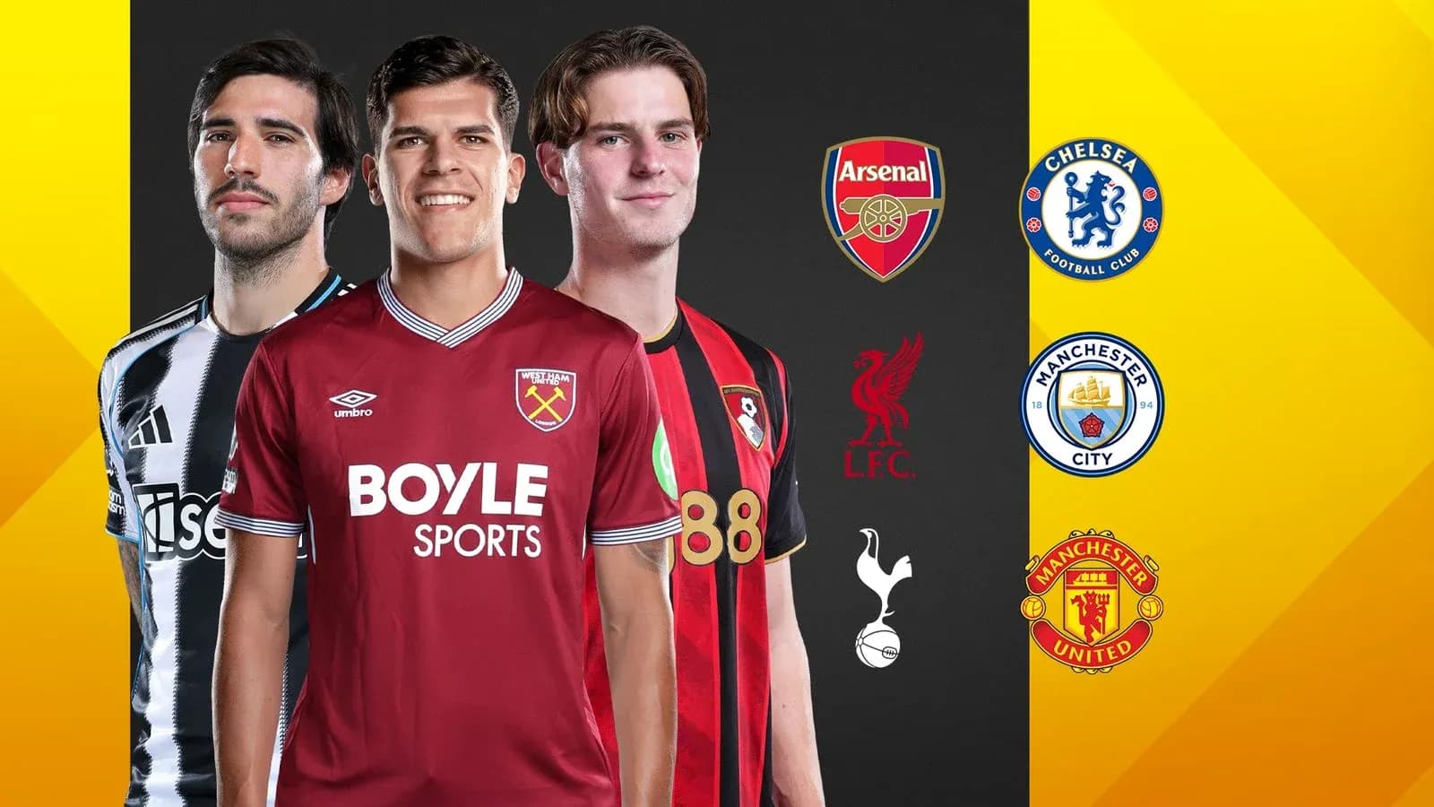 Jugadores de fútbol con camisetas de diferentes equipos