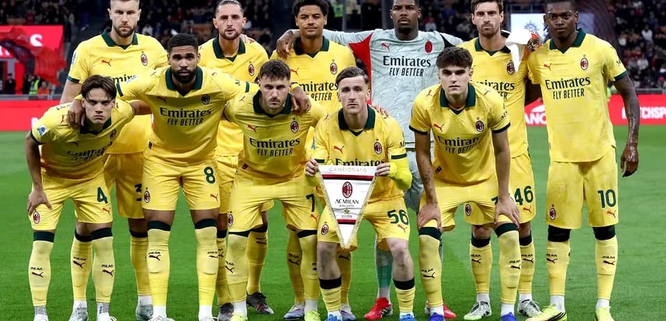 Equipo de AC Milan antes del partido