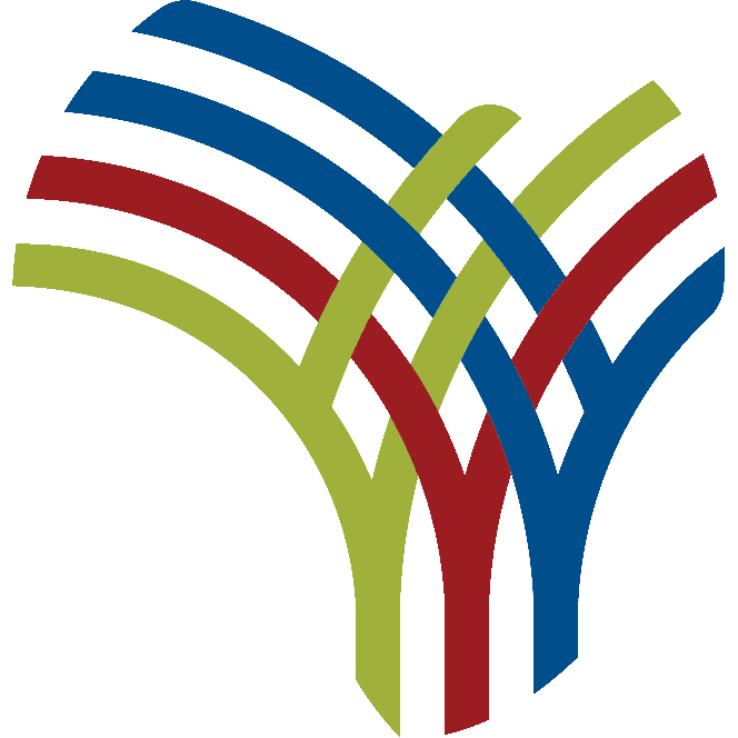 Logo con líneas entrelazadas en colores variados