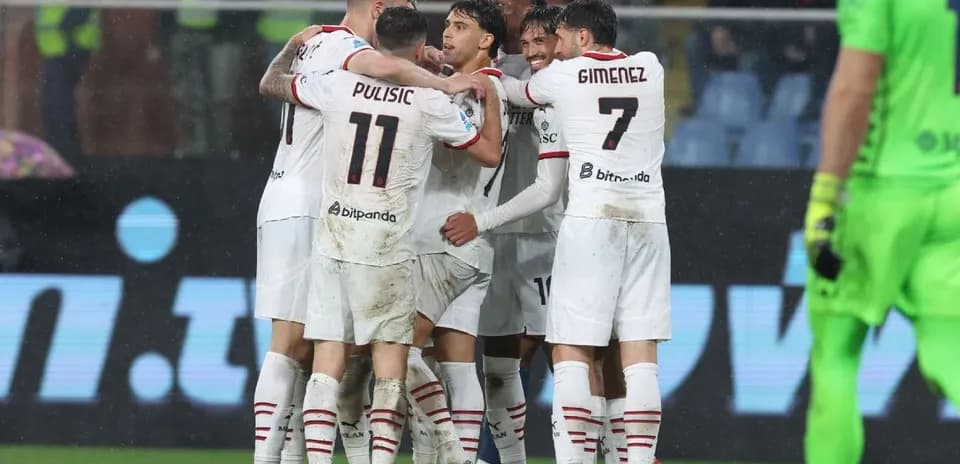 Celebración de jugadores de AC Milan en el partido