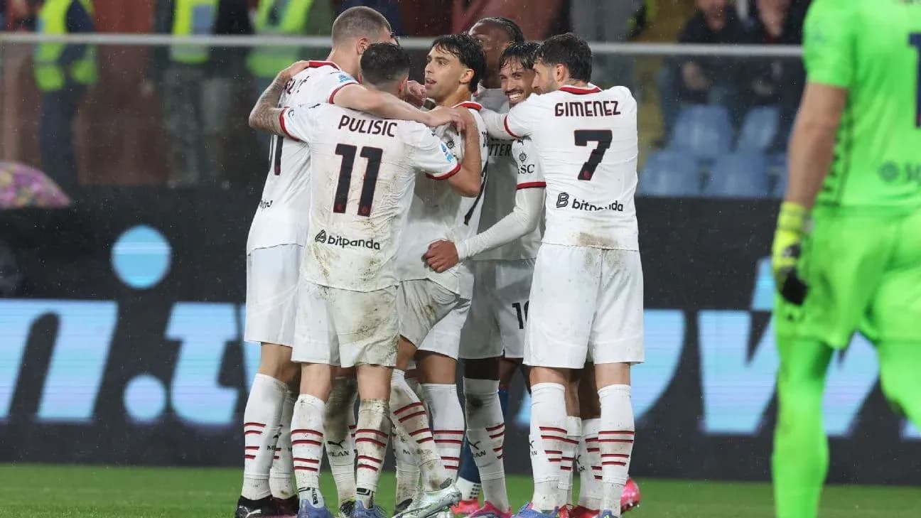 Celebración de jugadores de AC Milan en el partido