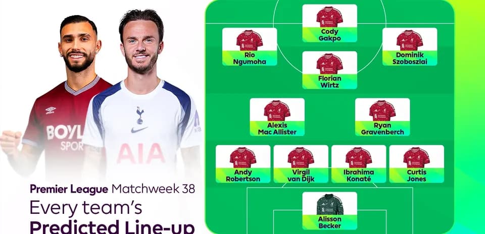 Predicción de alineación de Premier League para semana 38