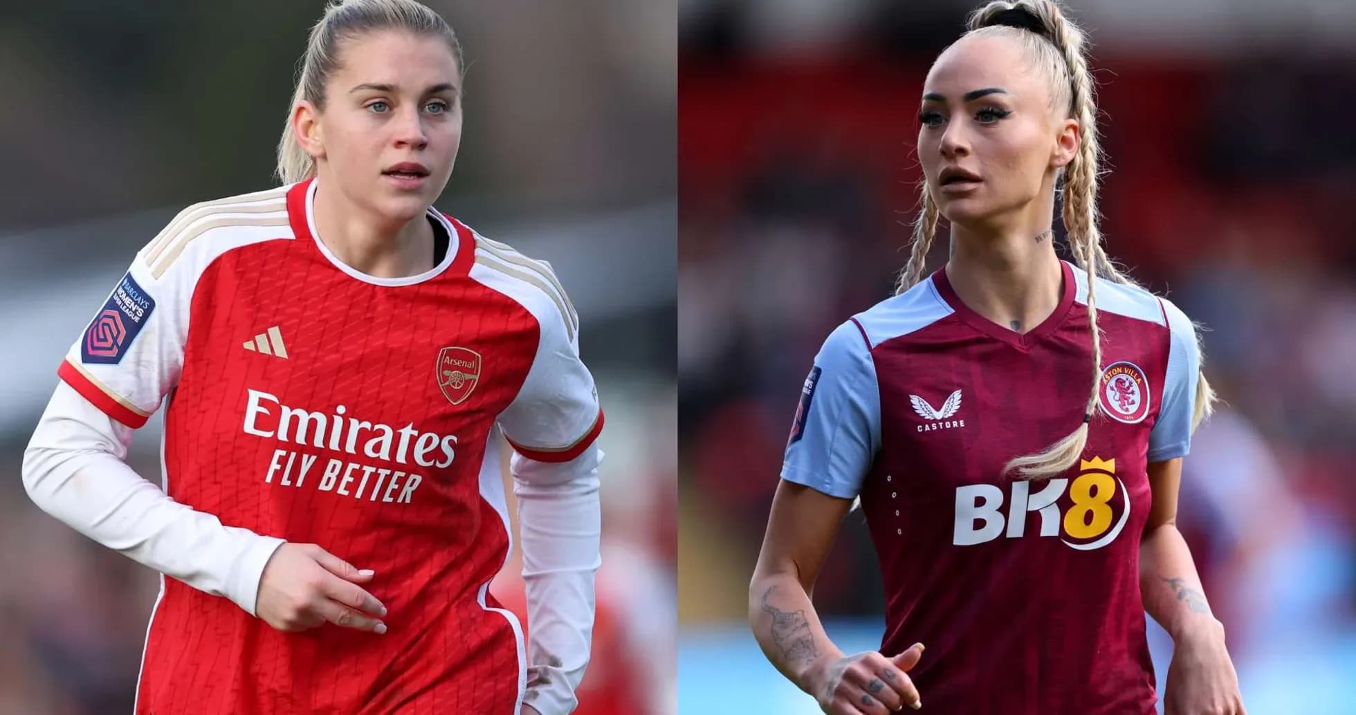 Jugadoras de Arsenal y Aston Villa en partido