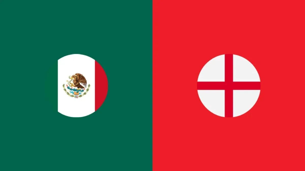 Banderas de México y Inglaterra en fondo de colores