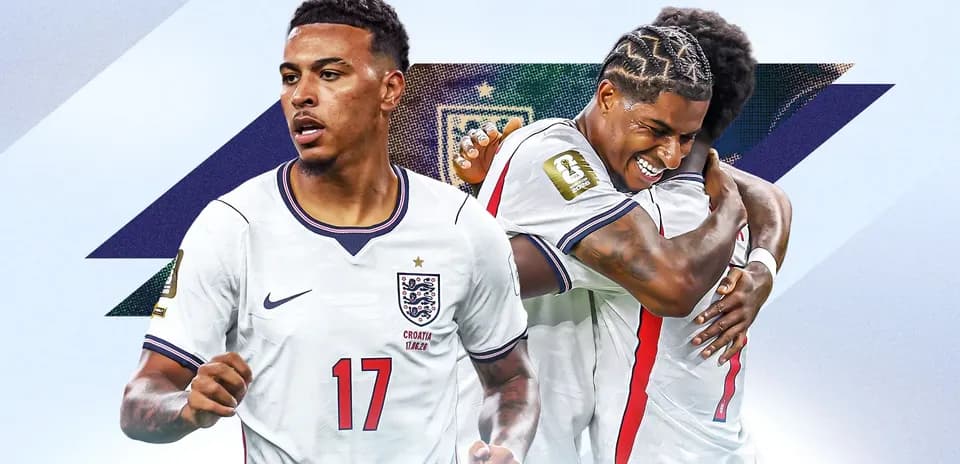 Jugadores de Inglaterra celebrando un gol en el partido