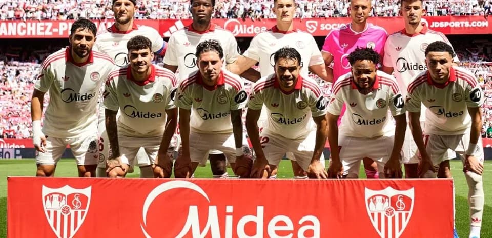 Jugadores del Sevilla antes del partido