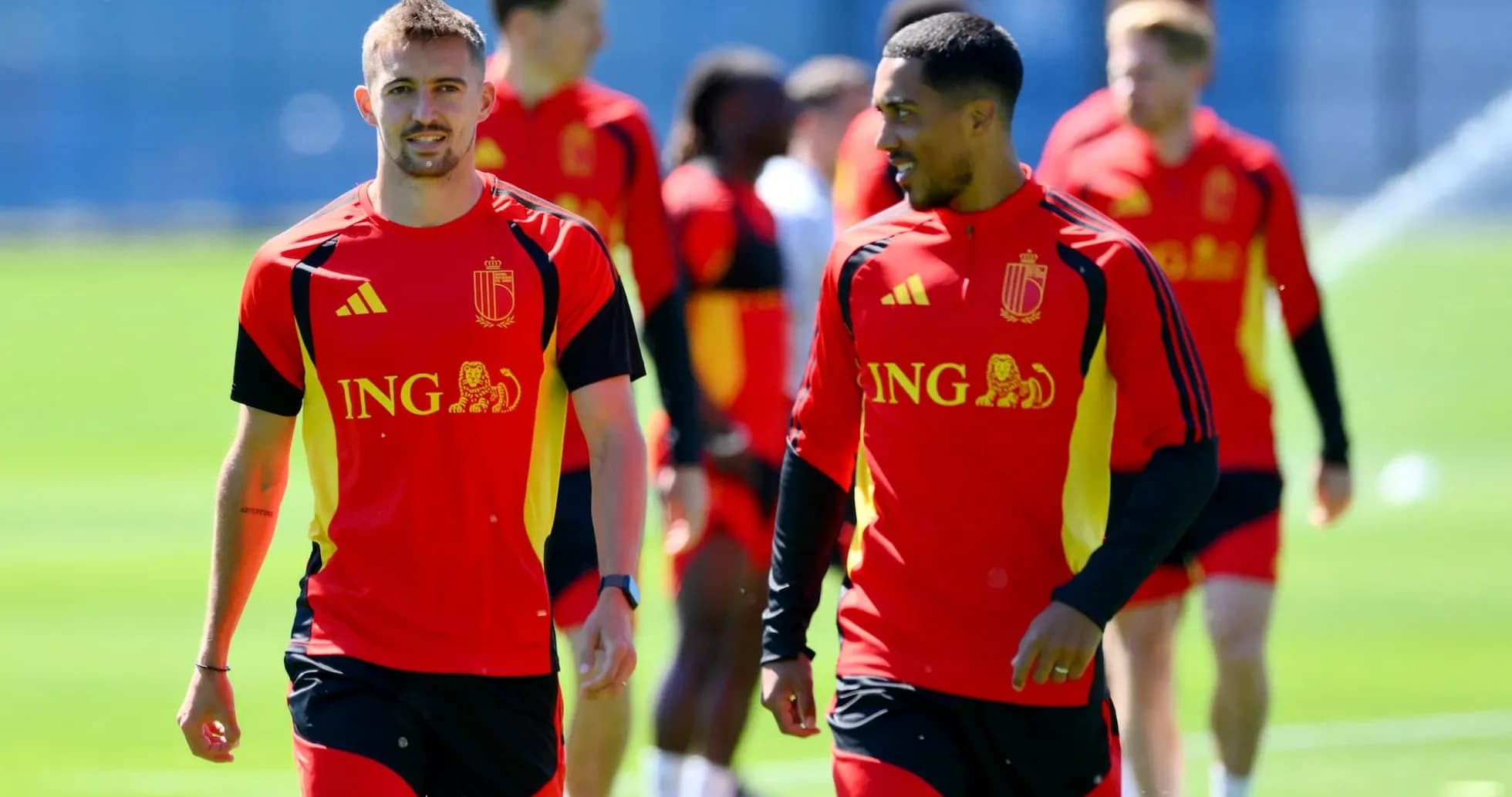 Jugadores de Bélgica entrenando para el Mundial
