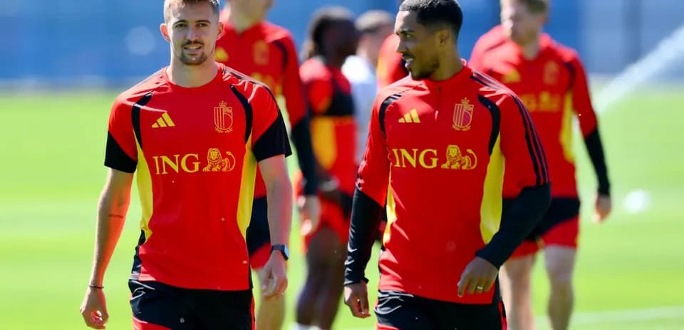 Jugadores de Bélgica entrenando para el Mundial