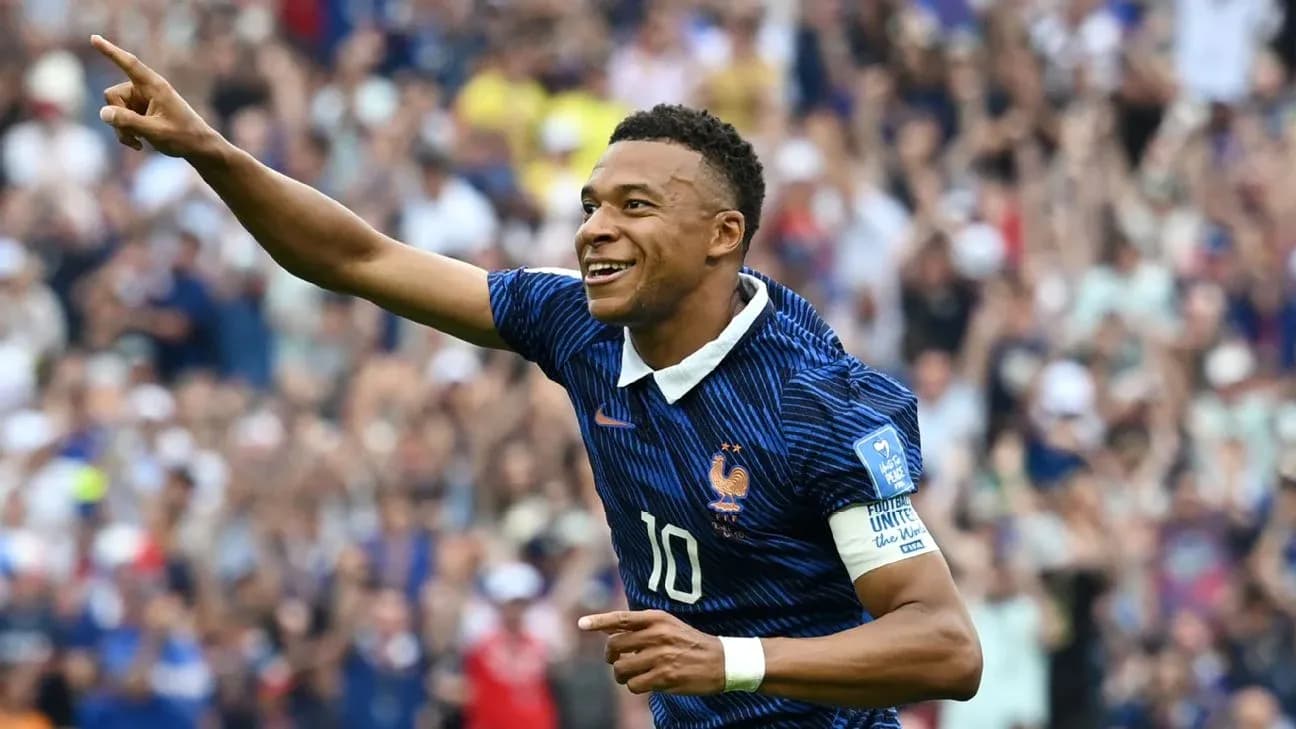 Kylian Mbappé celebrando un gol en el Mundial