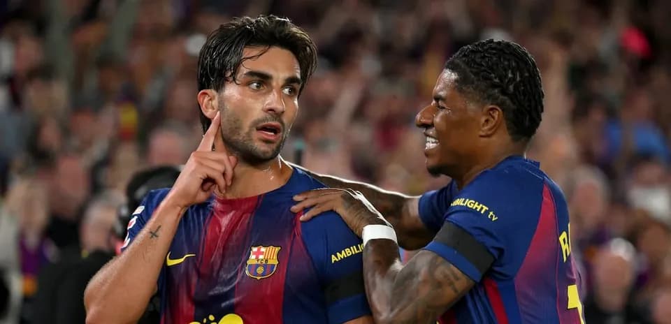 Jugadores del FC Barcelona celebrando un gol