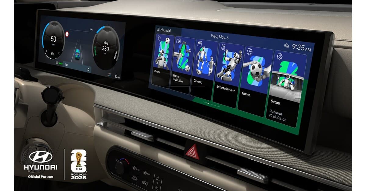 Pantalla del tablero de un coche Hyundai con aplicaciones