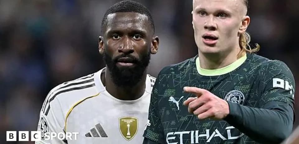Rudiger y Haaland discutiendo durante el partido