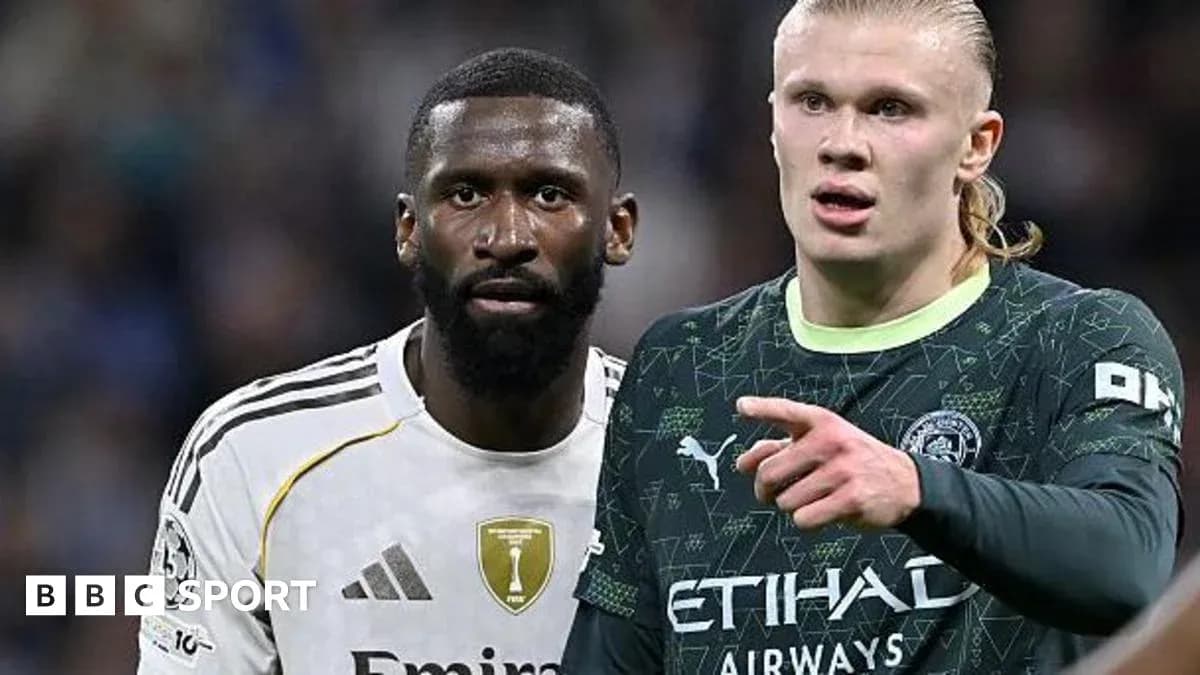 Rudiger y Haaland discutiendo durante el partido