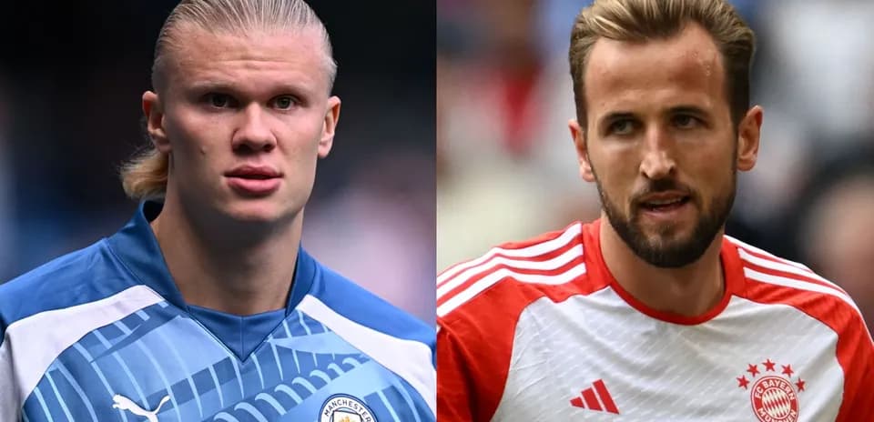 Erling Haaland y Harry Kane en sus uniformes de equipo