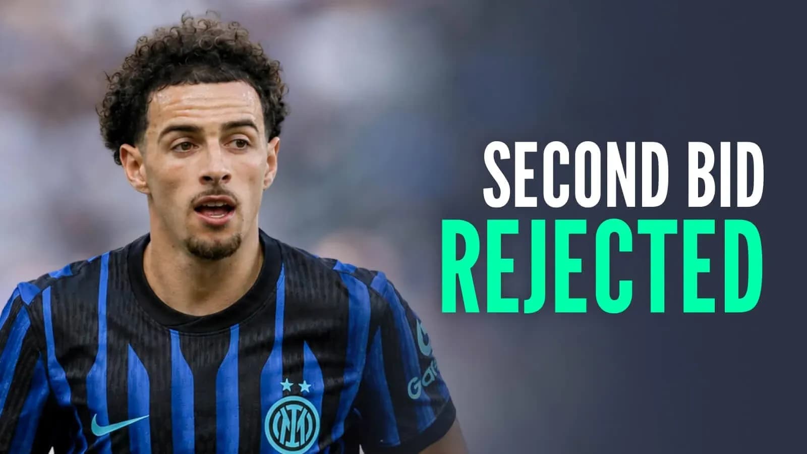 Jugador de Inter de Milán con texto sobre oferta rechazada