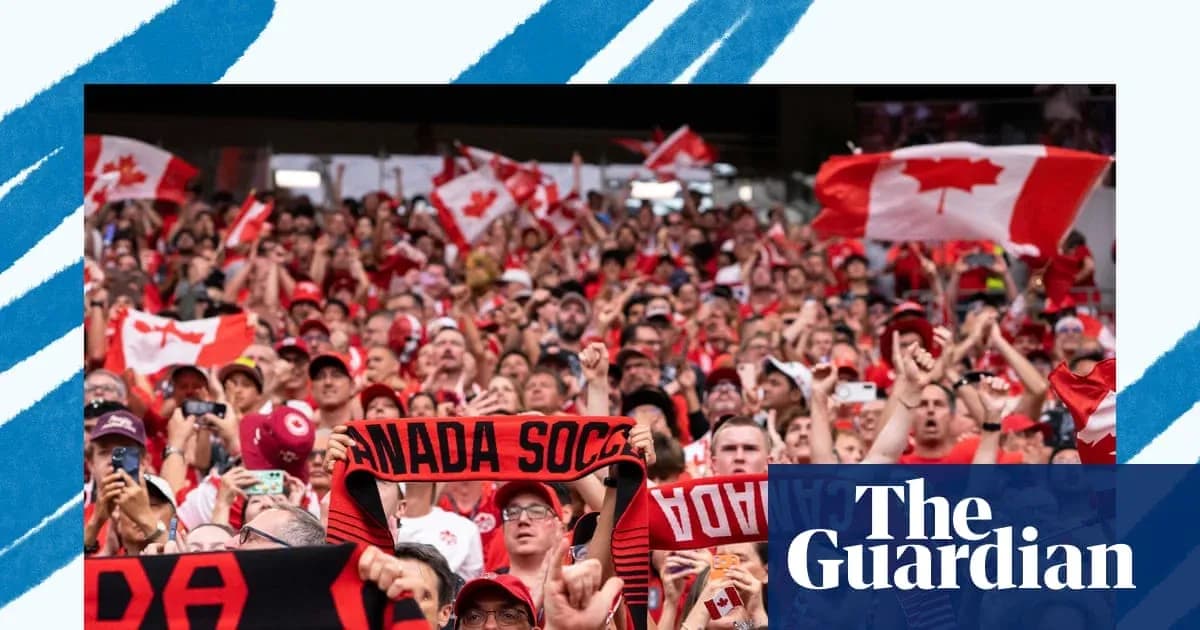 Aficionados con banderas de Canadá en estadio