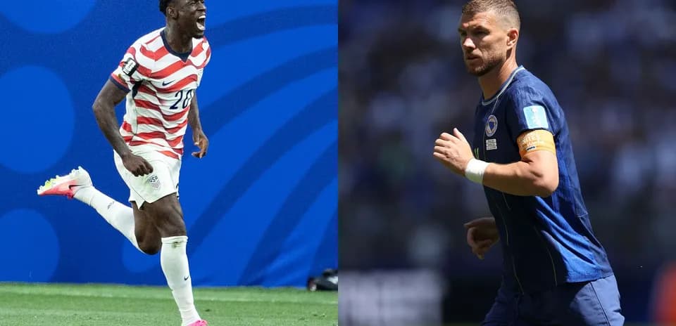 Jugadores de EE.UU. y Bosnia en el Mundial