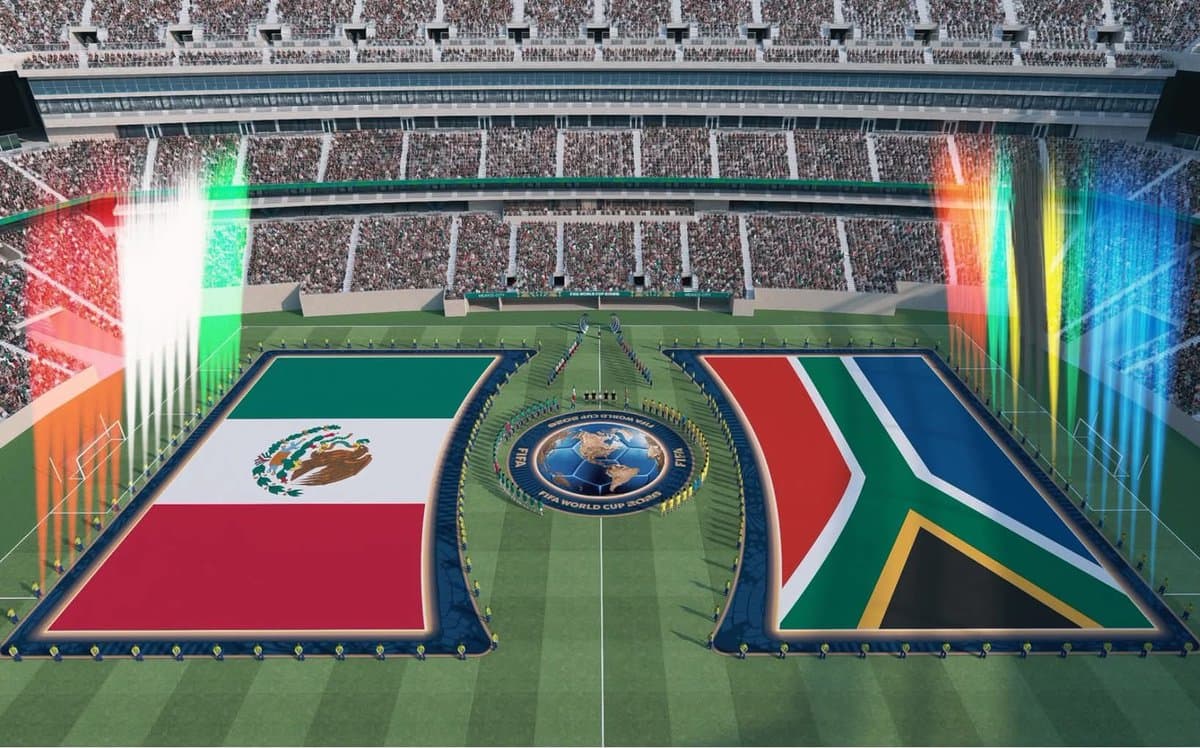 Banderas de México y Sudáfrica en el estadio Banderas de México y Sudáfrica en el estadio