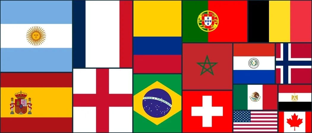Banderas de varios países dispuestas en un collage Banderas de varios países dispuestas en un collage