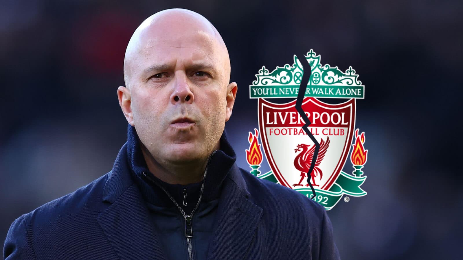 Entrenador de Liverpool con logo del club de fondo Entrenador de Liverpool con logo del club de fondo