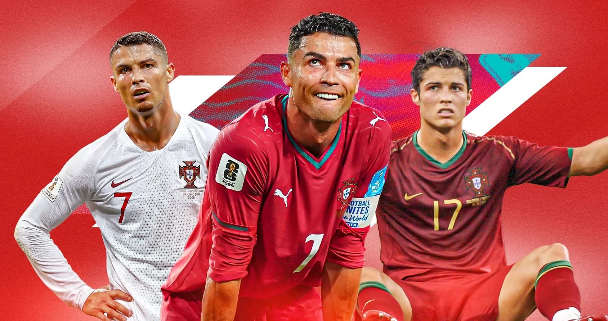 Cristiano Ronaldo en tres camisetas de Portugal Cristiano Ronaldo en tres camisetas de Portugal