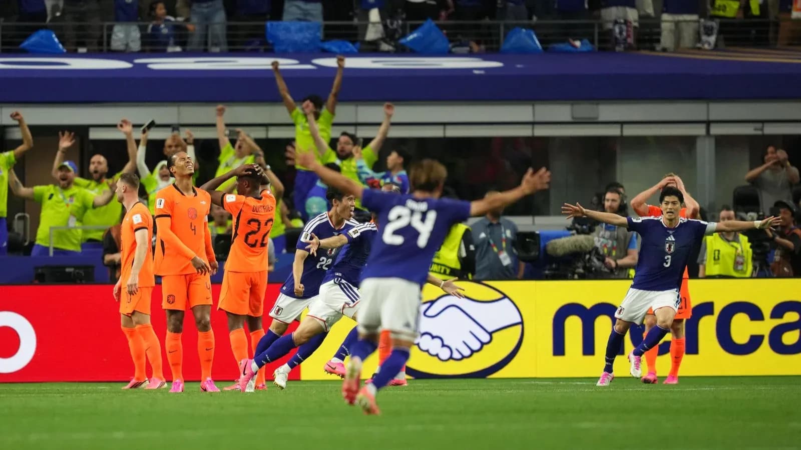 Celebración de Japón tras un gol contra Países Bajos Celebración de Japón tras un gol contra Países Bajos