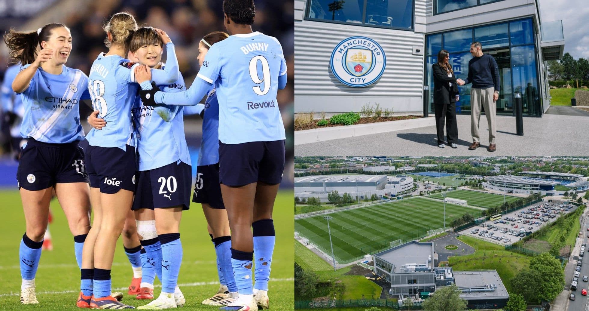 Jugadoras de Manchester City celebrando un gol Jugadoras de Manchester City celebrando un gol