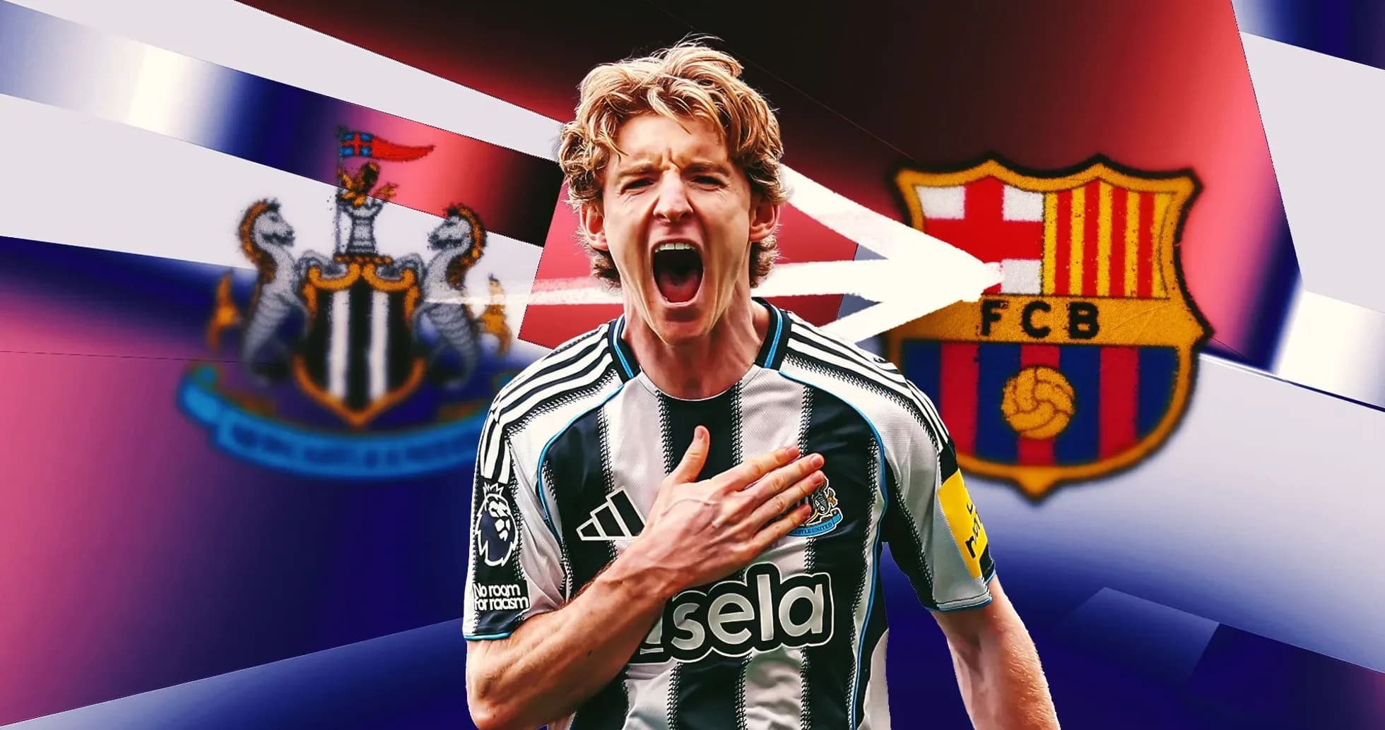 Jugador de Newcastle celebrando con el escudo del club Jugador de Newcastle celebrando con el escudo del club